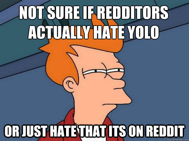 Not sure if redditors actually hate yolo or just hate that its on reddit - Not sure if redditors actually hate yolo or just hate that its on reddit  Futurama Fry