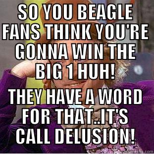 SO YOU BEAGLE FANS THINK YOU'RE GONNA WIN THE BIG 1 HUH! THEY HAVE A WORD FOR THAT..IT'S CALL DELUSION! Condescending Wonka