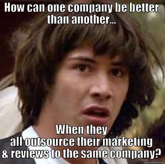 Salon & Spa Software - HOW CAN ONE COMPANY BE BETTER THAN ANOTHER... WHEN THEY ALL OUTSOURCE THEIR MARKETING & REVIEWS TO THE SAME COMPANY? conspiracy keanu