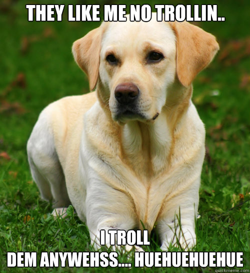 They Like Me No Trollin.. I Troll 
Dem Anywehss.... huehuehuehue  Dog Logic