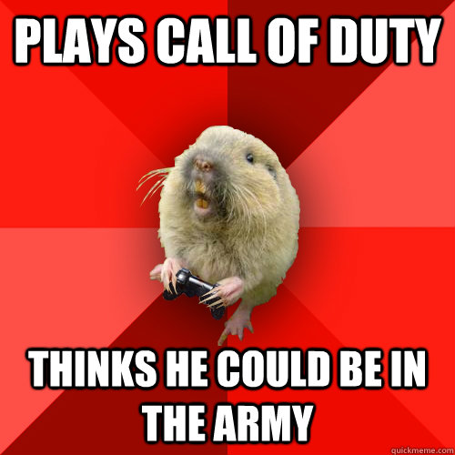 Plays call of duty thinks he could be in the army  Gaming Gopher