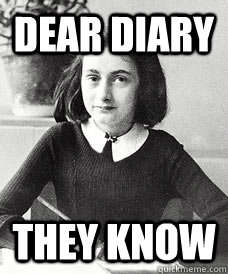 DEAR DIARY THEY KNOW  Paranoid Anne Frank