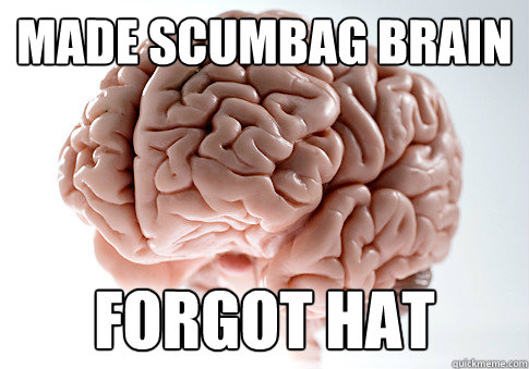 Made scumbag brain  forgot hat  Scumbag Brain