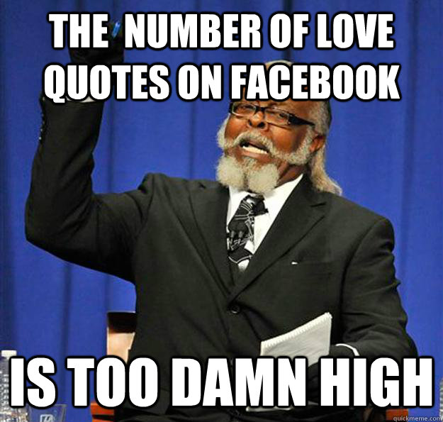 The  number of love quotes on facebook  is too damn high  Jimmy McMillan