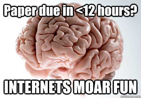 Paper due in <12 hours? INTERNETS MOAR FUN  Scumbag Brain