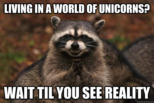 Living in a world of unicorns? Wait til you see reality - Living in a world of unicorns? Wait til you see reality  Evil Plotting Raccoon