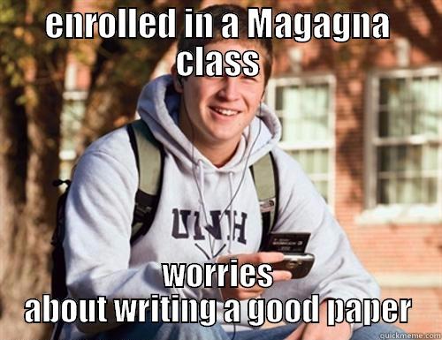 ENROLLED IN A MAGAGNA CLASS WORRIES ABOUT WRITING A GOOD PAPER Misc