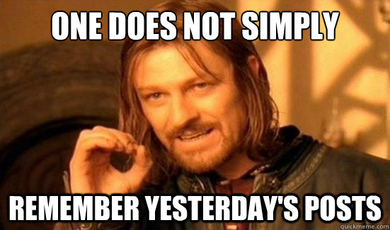 One Does Not Simply remember yesterday's posts  Boromir