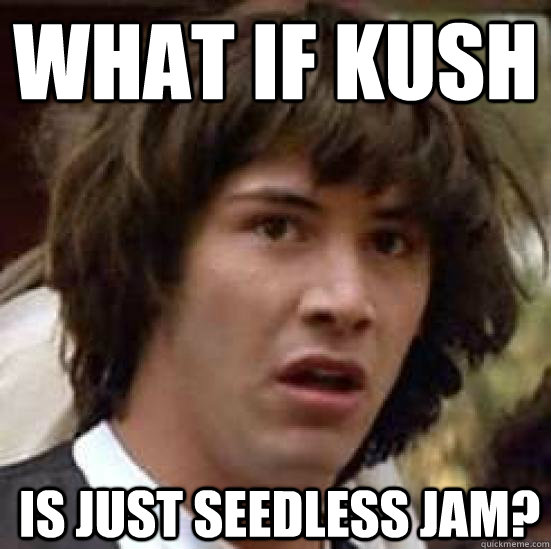 what if kush  is just seedless jam?  conspiracy keanu