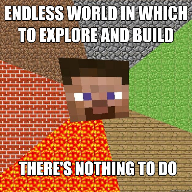 Endless world in which to explore and build There's nothing to do  Minecraft