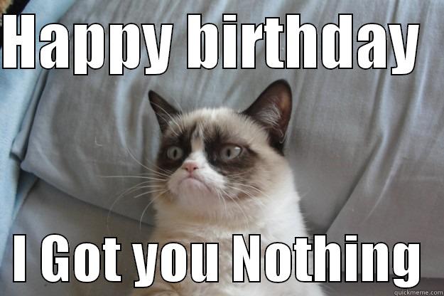 HAPPY BIRTHDAY     I GOT YOU NOTHING  Grumpy Cat