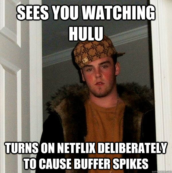 sees you watching hulu turns on netflix deliberately to cause buffer spikes - sees you watching hulu turns on netflix deliberately to cause buffer spikes  Scumbag Steve