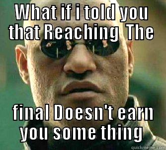 WHAT IF I TOLD YOU THAT REACHING  THE  FINAL DOESN'T EARN YOU SOME THING Matrix Morpheus