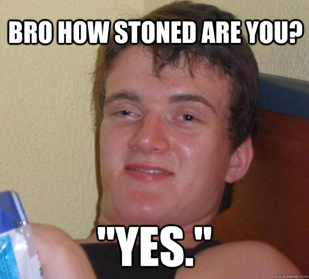 Bro how stoned are you? 