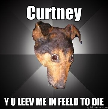 Curtney Y U LEEV ME IN FEELD TO DIE  Depression Dog