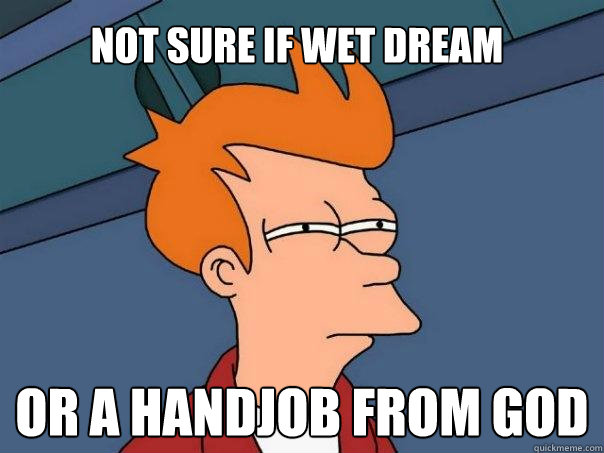 Not sure if wet dream Or a handjob from god  Futurama Fry