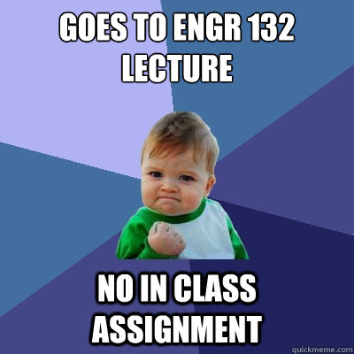 goes to engr 132 lecture no in class assignment  Success Kid