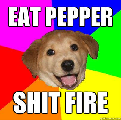 eat pepper shit fire  Advice Dog