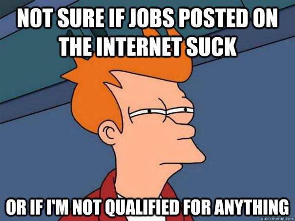 Not sure if jobs posted on the Internet suck Or if I'm not qualified for anything  Futurama Fry