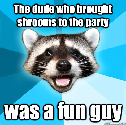 The dude who brought shrooms to the party was a fun guy  Lame Pun Coon