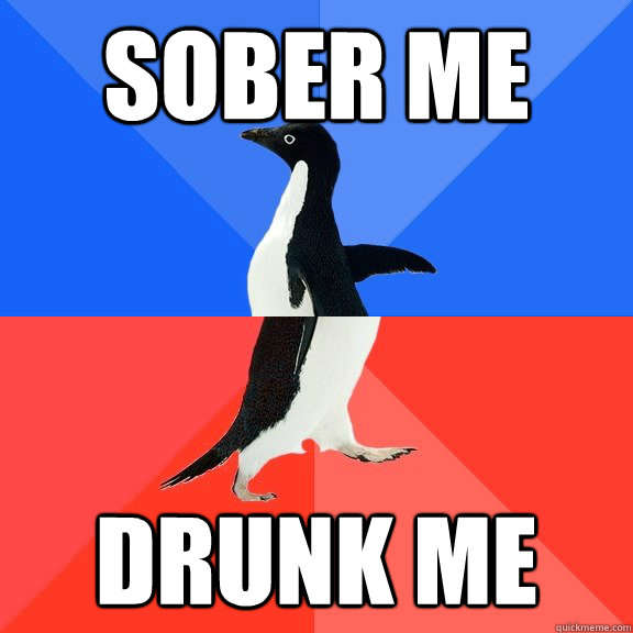 Sober me Drunk Me - Sober me Drunk Me  Socially Awkward Awesome Penguin