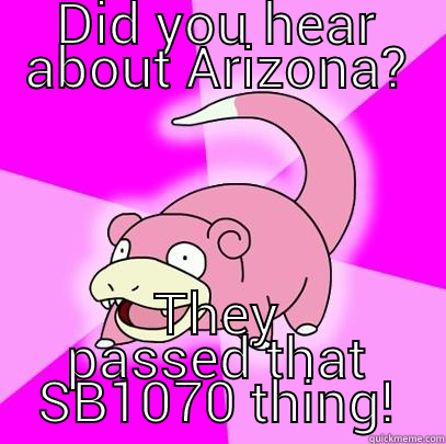 DID YOU HEAR ABOUT ARIZONA? THEY PASSED THAT SB1070 THING! Slowpoke