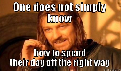 ONE DOES NOT SIMPLY KNOW HOW TO SPEND THEIR DAY OFF THE RIGHT WAY Misc