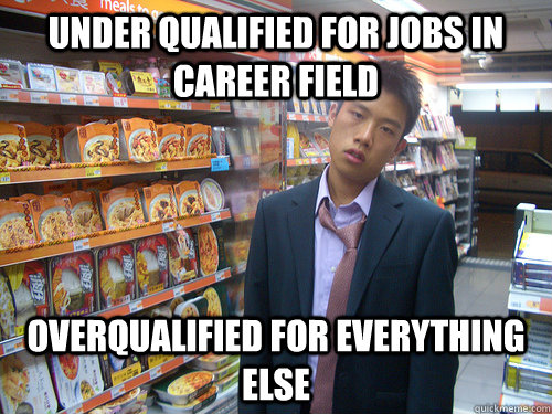 Under qualified for jobs in career field Overqualified for everything else - Under qualified for jobs in career field Overqualified for everything else  Disenchanted Young Professional