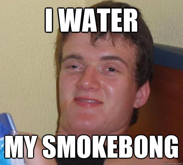 I water my smokebong  10 Guy