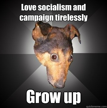 Love socialism and campaign tirelessly Grow up  Depression Dog