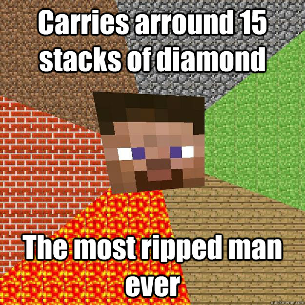 Carries arround 15 stacks of diamond The most ripped man ever  Minecraft