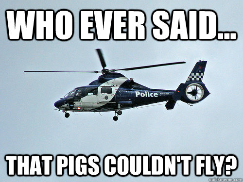 Who ever said... That pigs couldn't fly? - Who ever said... That pigs couldn't fly?  police meme