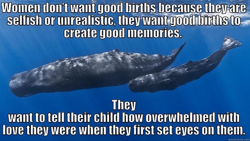 WOMEN DON’T WANT GOOD BIRTHS BECAUSE THEY ARE SELFISH OR UNREALISTIC, THEY WANT GOOD BIRTHS TO CREATE GOOD MEMORIES.  THEY WANT TO TELL THEIR CHILD HOW OVERWHELMED WITH LOVE THEY WERE WHEN THEY FIRST SET EYES ON THEM. Misc