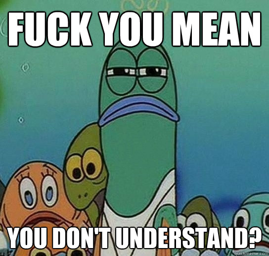 fuck you mean You don't understand?  Serious fish SpongeBob