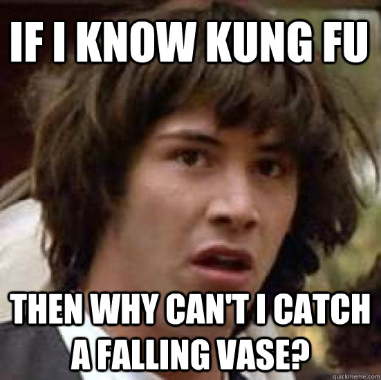 If I know kung fu then why can't I catch a falling vase?  conspiracy keanu