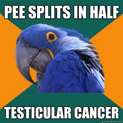 Pee splits in half Testicular Cancer - Pee splits in half Testicular Cancer  Paranoid Parrot