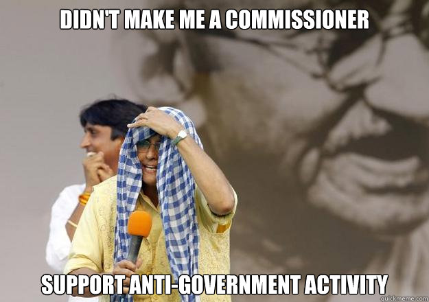 Didn't make me a commissioner Support anti-government activity  Krazy Kiran