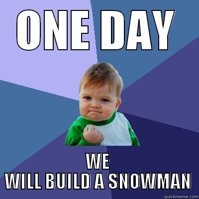 ONE DAY WE WILL BUILD A SNOWMAN Success Kid