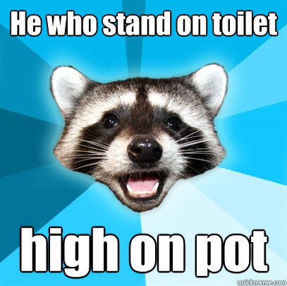 He who stand on toilet high on pot  Lame Pun Coon