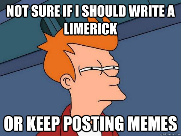 Not sure if i should write a limerick or keep posting memes - Not sure if i should write a limerick or keep posting memes  Futurama Fry