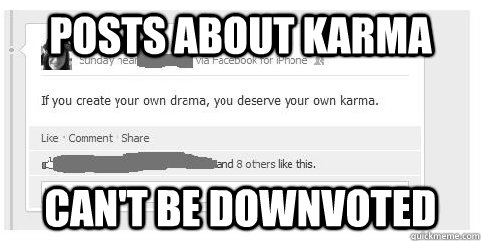 Posts about karma can't be downvoted  Scumbag facebook friend