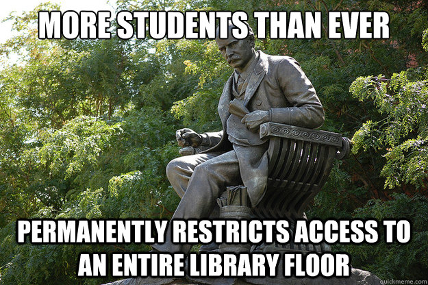 More students than ever permanently restricts access to an entire library floor  