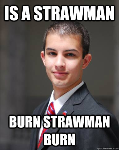 IS A STRAWMAN BURN STRAWMAN BURN  College Conservative