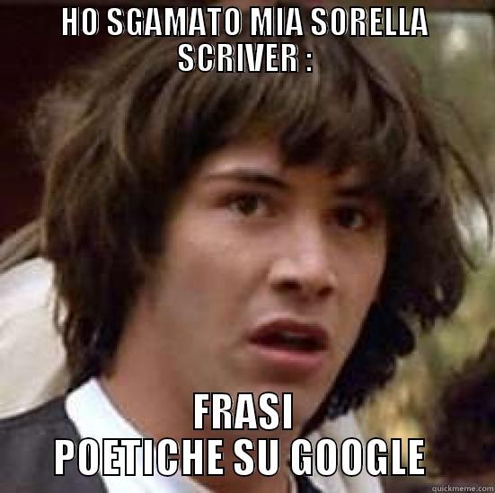 LOL BIG LOL - HO SGAMATO MIA SORELLA SCRIVER : FRASI POETICHE SU GOOGLE  conspiracy keanu