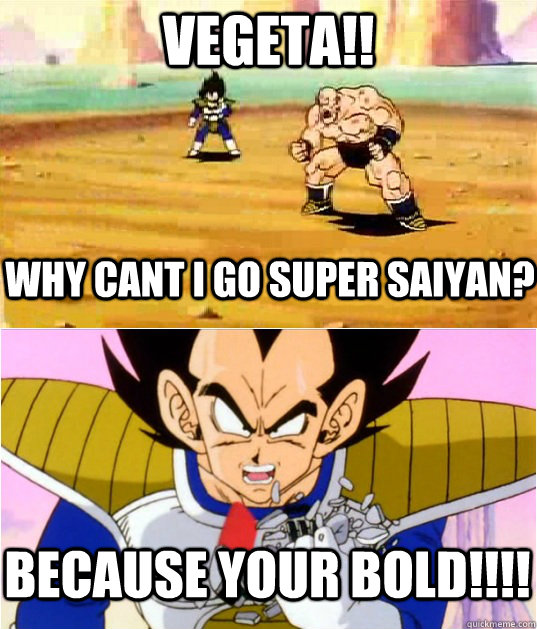 Vegeta!! why cant I go super saiyan?  BECAUSE YOUR BOLD!!!!  Beck is over 9000