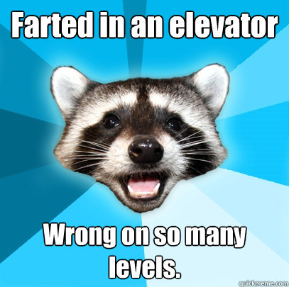 Farted in an elevator Wrong on so many levels. - Farted in an elevator Wrong on so many levels.  Lame Pun Coon