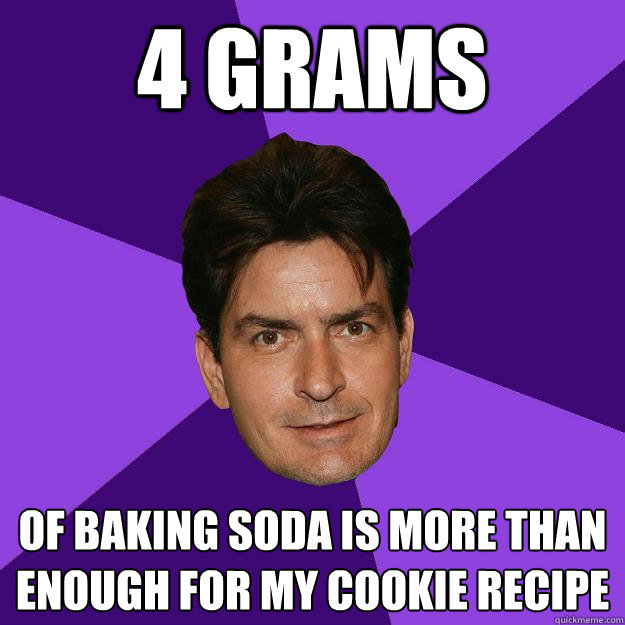 4 grams of baking soda is more than enough for my cookie recipe - 4 grams of baking soda is more than enough for my cookie recipe  Clean Sheen