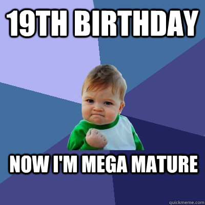 19th Birthday Now I'm Mega Mature - 19th Birthday Now I'm Mega Mature  Success Kid