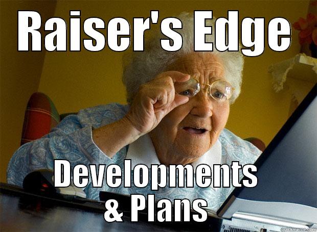 RAISER'S EDGE DEVELOPMENTS & PLANS Grandma finds the Internet