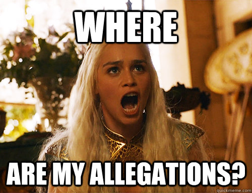 where are my allegations?  Where Are My Dragons